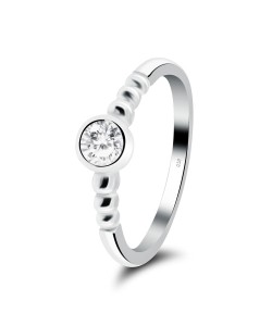 Round CZ Silver Ring NSR-714